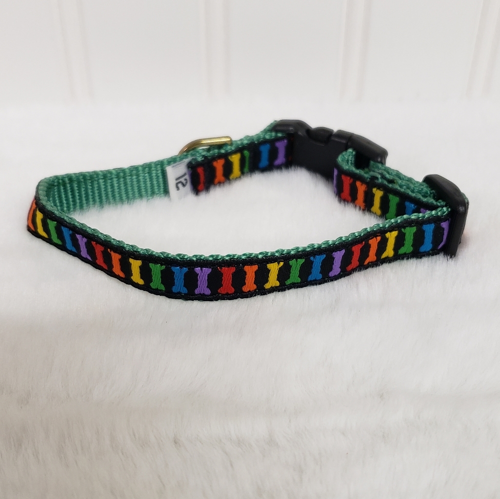 NWOT Mark & Graham 12" patterned ribbon dog collar bones